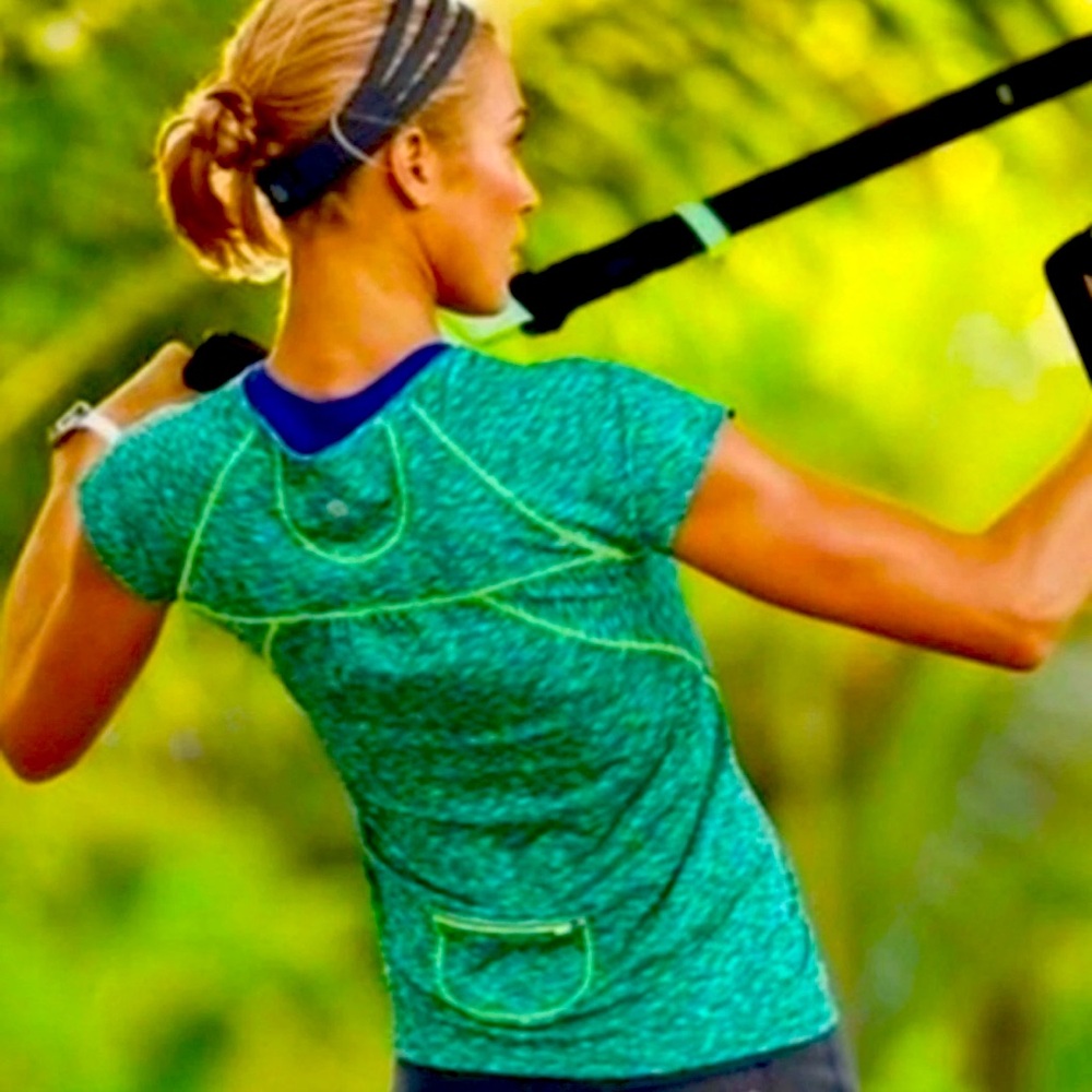 Athleta Pop Space Dye Activewear Tee Shirt